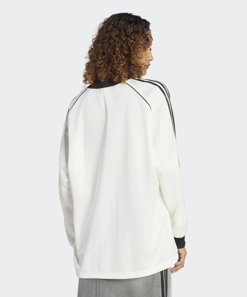 adidas(アディダス)の「スリーストライプス ジャカード 長袖Tシャツ / ロンT / アディダスオリジナルス adidas Originals(Tシャツ/カットソー・レディース・ホワイト・XX-LARGE/LARGE/MEDIUM/SMALL/X-LARGE/X-SMALL)」の2枚目の写真