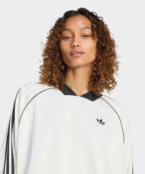 adidas(アディダス)の「スリーストライプス ジャカード 長袖Tシャツ / ロンT / アディダスオリジナルス adidas Originals(Tシャツ/カットソー・レディース・ホワイト・XX-LARGE/LARGE/MEDIUM/SMALL/X-LARGE/X-SMALL)」の3枚目の写真
