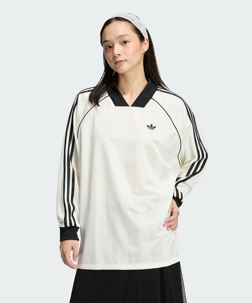 adidas(アディダス)の「スリーストライプス ジャカード 長袖Tシャツ / ロンT / アディダスオリジナルス adidas Originals(Tシャツ/カットソー・レディース・ホワイト・XX-LARGE/LARGE/MEDIUM/SMALL/X-LARGE/X-SMALL)」の5枚目の写真