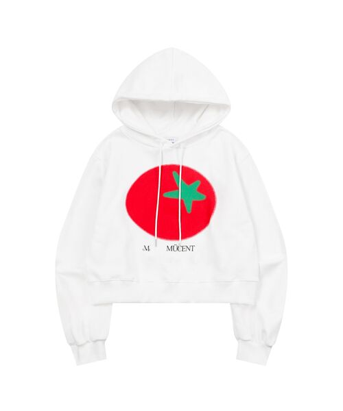MUCENT(ムセント)の「トマトプリントフードティー 男女共用 (3カラー)(パーカー・レディース・グレー/ピンク/アイボリー・S/L)」の1枚目の写真