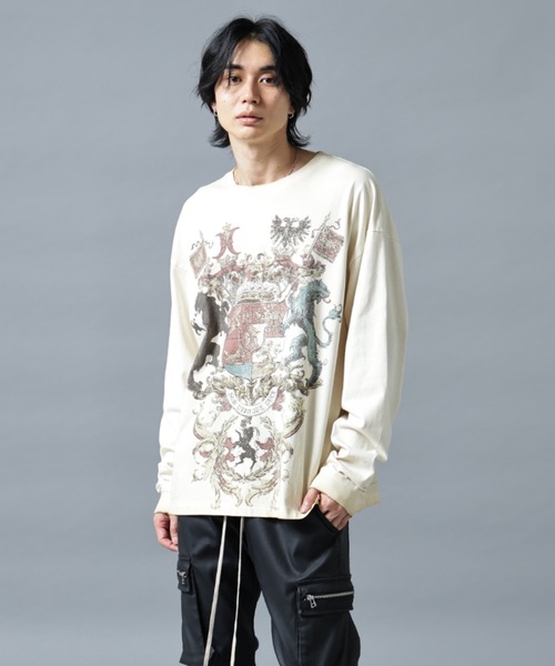 DANKE SCHON(ダンケシェーン)の「DankeSchon/ダンケシェーン/SPRAYBURN L/S TEE EMBLEM(Tシャツ/カットソー・メンズ・ホワイト系2/ベージュ・L/M)」の2枚目の写真