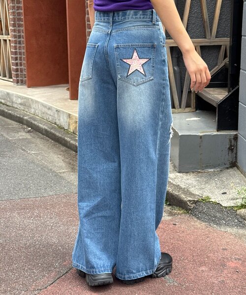 CIAOPANIC（チャオパニック）の「フラワーパッチダメージデニムパンツ（デニムパンツ・レディース・ブラック/ブルー・X-SMALL/MEDIUM/SMALL）」の19枚目の写真