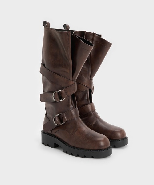 CHARLES & KEITH(チャールズ & キース)の「ダブルストラップ ロングブーツ(ブーツ・レディース・ブラック/ブラウン・24.5cm/23cm/25.5cm/22.5cm/25cm/23.5cm)」の10枚目の写真