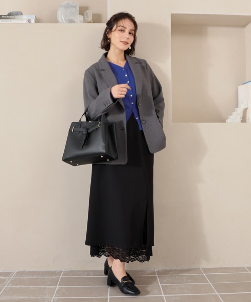 GLACIER lusso(グラシアルッソ)の「裾レースナロースカート(スカート・レディース・チャコール/ブラック・L/LL/M/S)」の4枚目の写真