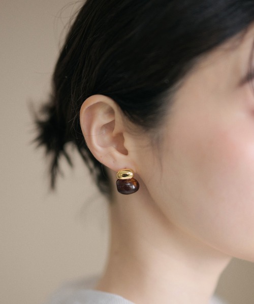 LAULEN(ローレン)の「resin mix design earrings /レジンミックスデザインピアス(ピアス(両耳用)・レディース・ベージュ/ブラウン/アイボリー・FREE)」の9枚目の写真