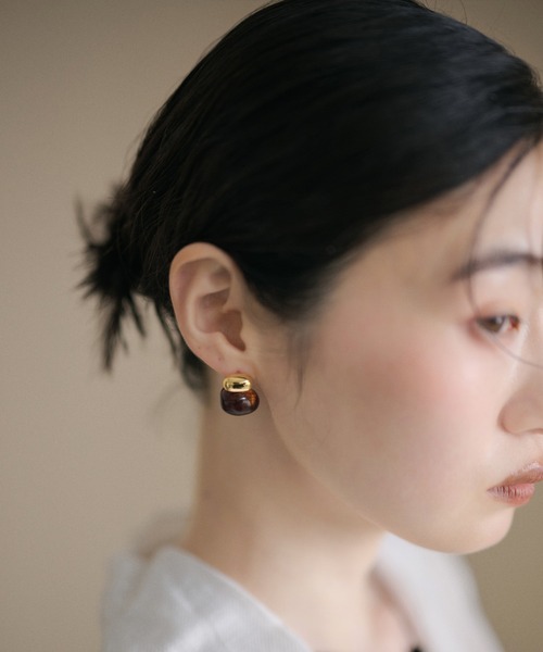 LAULEN(ローレン)の「resin mix design earrings /レジンミックスデザインピアス(ピアス(両耳用)・レディース・ベージュ/ブラウン/アイボリー・FREE)」の8枚目の写真