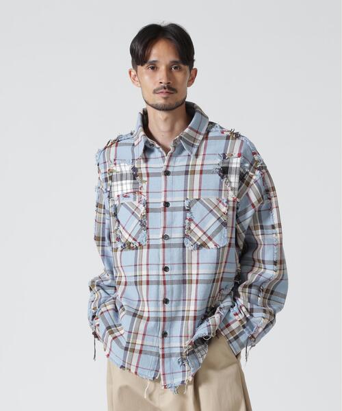 FR(13)NDS(フレンズ)の「FR(13)NDS/フレンズ/DAMAGE LAYER SHIRT(シャツ/ブラウス・メンズ・ホワイト/ネイビー/レッド/ブルー・M/L)」の3枚目の写真