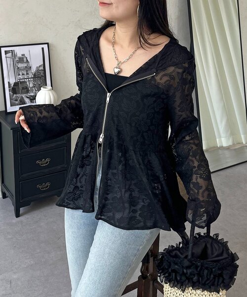 Loose zip parka blouse