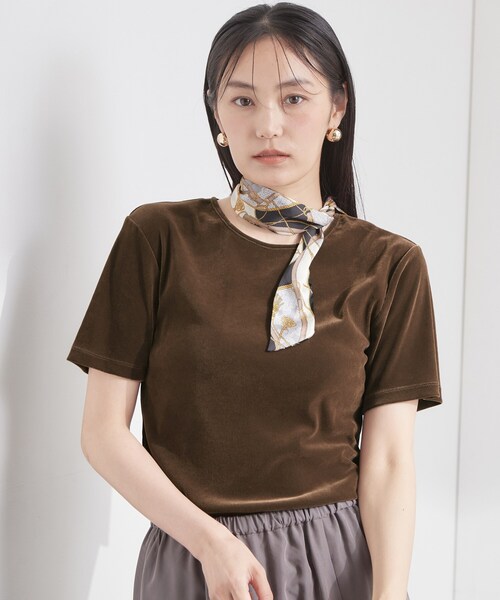 OPAQUE.CLIP(オペークドットクリップ)の「フロッキーチュールカットソー【洗濯機OK】(Tシャツ/カットソー・レディース・ライトグレー/チャコールグレー/ブラウン系その他・42/40/38)」の3枚目の写真