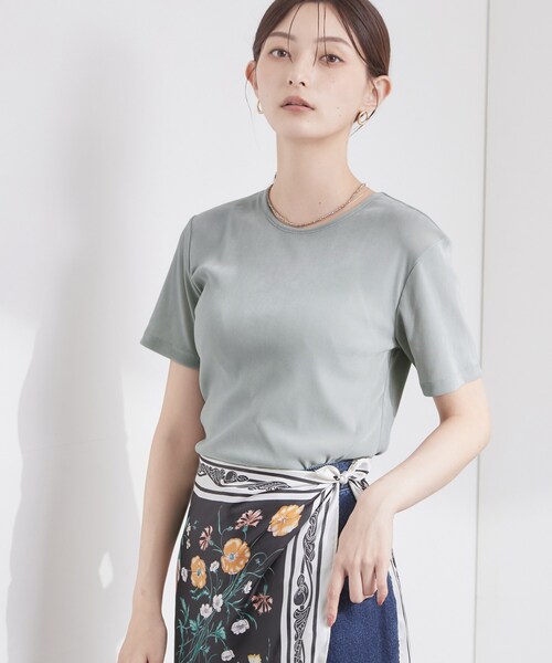 OPAQUE.CLIP(オペークドットクリップ)の「フロッキーチュールカットソー【洗濯機OK】(Tシャツ/カットソー・レディース・ライトグレー/チャコールグレー/ブラウン系その他・42/40/38)」の22枚目の写真