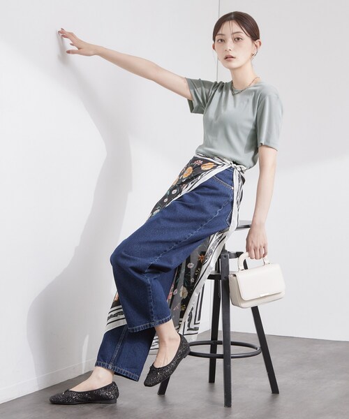OPAQUE.CLIP(オペークドットクリップ)の「フロッキーチュールカットソー【洗濯機OK】(Tシャツ/カットソー・レディース・ライトグレー/チャコールグレー/ブラウン系その他・42/40/38)」の4枚目の写真