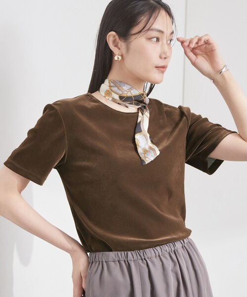 OPAQUE.CLIP(オペークドットクリップ)の「フロッキーチュールカットソー【洗濯機OK】(Tシャツ/カットソー・レディース・ライトグレー/チャコールグレー/ブラウン系その他・42/40/38)」の10枚目の写真