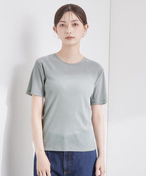 OPAQUE.CLIP(オペークドットクリップ)の「フロッキーチュールカットソー【洗濯機OK】(Tシャツ/カットソー・レディース・ライトグレー/チャコールグレー/ブラウン系その他・42/40/38)」の14枚目の写真