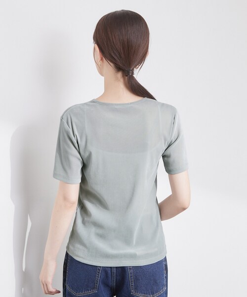 OPAQUE.CLIP(オペークドットクリップ)の「フロッキーチュールカットソー【洗濯機OK】(Tシャツ/カットソー・レディース・ライトグレー/チャコールグレー/ブラウン系その他・42/40/38)」の16枚目の写真