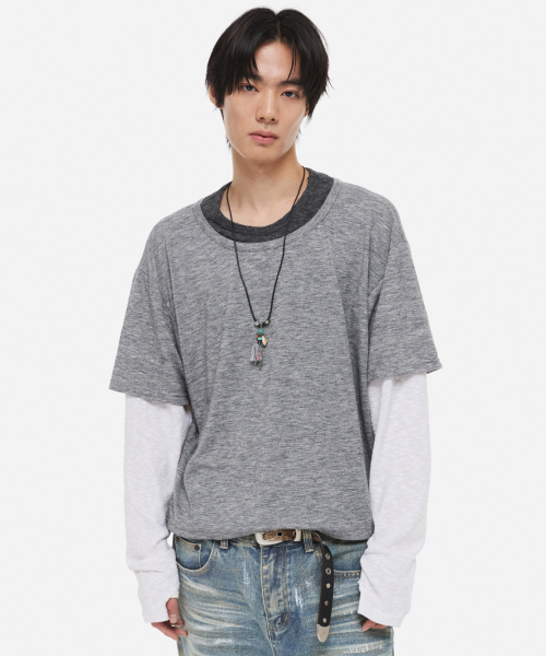 DNSR(ディーエヌエスアール)の「トリプルレイヤー ロングスリーブ グレー(Tシャツ/カットソー・レディース・その他・MEDIUM/LARGE/X-LARGE)」の2枚目の写真