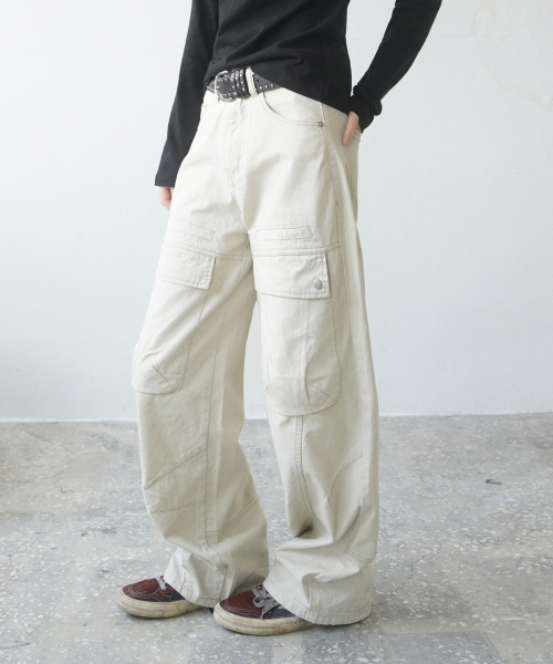 MIM the wardrobe(ミームザワードローブ)の「フロントカーゴパンツ_アイボリー(その他パンツ・レディース・その他・X-SMALL/SMALL/MEDIUM/LARGE)」の1枚目の写真