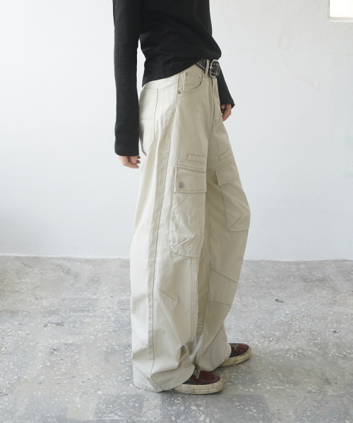 MIM the wardrobe(ミームザワードローブ)の「フロントカーゴパンツ_アイボリー(その他パンツ・レディース・その他・X-SMALL/SMALL/MEDIUM/LARGE)」の2枚目の写真