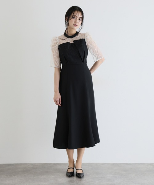 PourVous(プールヴー)の「ロング&袖あり フォーマル ビスチェ マーメードシルエット ギャザースリーブ ラメ セレモニー 結婚式二次会 パーティードレス お呼ばれ オケージョンドレス 同窓会成人式(ドレス・レディース・ネイビー/モーブ系/ブルーグレー/ブラック・SS/L/M)」の5枚目の写真