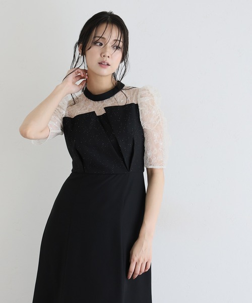 PourVous(プールヴー)の「ロング&袖あり フォーマル ビスチェ マーメードシルエット ギャザースリーブ ラメ セレモニー 結婚式二次会 パーティードレス お呼ばれ オケージョンドレス 同窓会成人式(ドレス・レディース・ネイビー/モーブ系/ブルーグレー/ブラック・SS/L/M)」の9枚目の写真