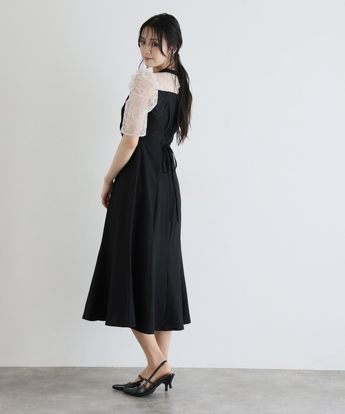 PourVous(プールヴー)の「ロング&袖あり フォーマル ビスチェ マーメードシルエット ギャザースリーブ ラメ セレモニー 結婚式二次会 パーティードレス お呼ばれ オケージョンドレス 同窓会成人式(ドレス・レディース・ネイビー/モーブ系/ブルーグレー/ブラック・SS/L/M)」の11枚目の写真