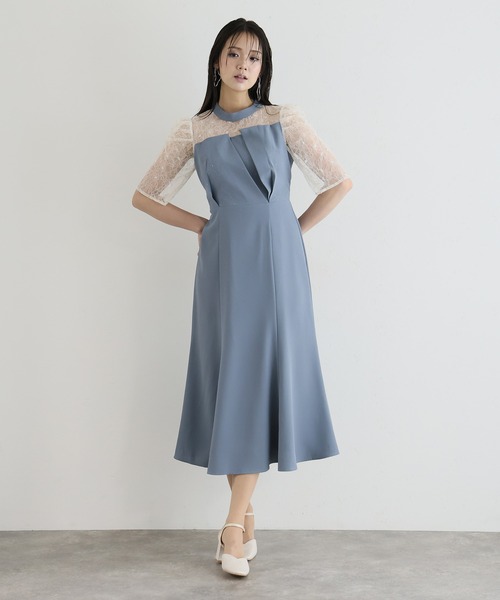 PourVous(プールヴー)の「ロング&袖あり フォーマル ビスチェ マーメードシルエット ギャザースリーブ ラメ セレモニー 結婚式二次会 パーティードレス お呼ばれ オケージョンドレス 同窓会成人式(ドレス・レディース・ネイビー/モーブ系/ブルーグレー/ブラック・SS/L/M)」の13枚目の写真