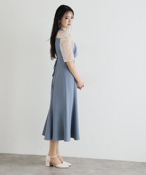 PourVous(プールヴー)の「ロング&袖あり フォーマル ビスチェ マーメードシルエット ギャザースリーブ ラメ セレモニー 結婚式二次会 パーティードレス お呼ばれ オケージョンドレス 同窓会成人式(ドレス・レディース・ネイビー/モーブ系/ブルーグレー/ブラック・SS/L/M)」の14枚目の写真