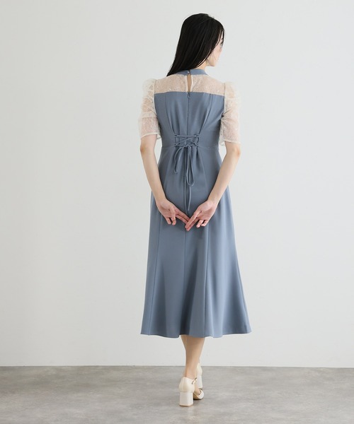 PourVous(プールヴー)の「ロング&袖あり フォーマル ビスチェ マーメードシルエット ギャザースリーブ ラメ セレモニー 結婚式二次会 パーティードレス お呼ばれ オケージョンドレス 同窓会成人式(ドレス・レディース・ネイビー/モーブ系/ブルーグレー/ブラック・SS/L/M)」の15枚目の写真