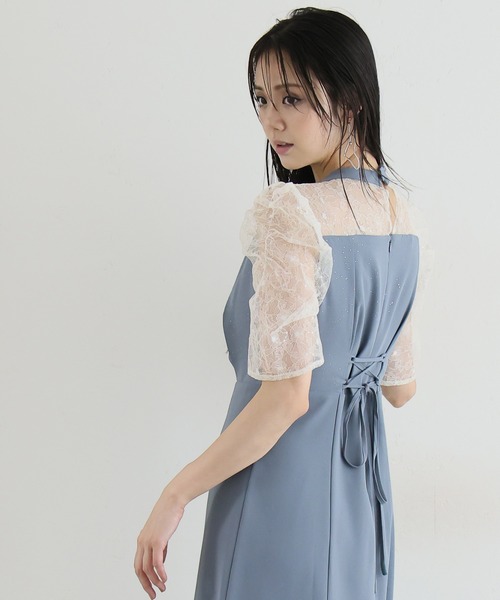 PourVous(プールヴー)の「ロング&袖あり フォーマル ビスチェ マーメードシルエット ギャザースリーブ ラメ セレモニー 結婚式二次会 パーティードレス お呼ばれ オケージョンドレス 同窓会成人式(ドレス・レディース・ネイビー/モーブ系/ブルーグレー/ブラック・SS/L/M)」の18枚目の写真