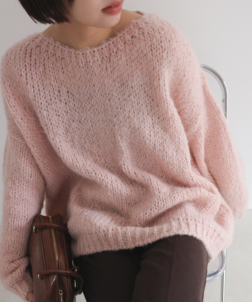 TRICOTS JEAN MARC（トリコットジーンマルク）の「《追加》TRICOTS JEAN MARC/トリコットジーンマルク SLOBE別注 PO KNIT（ニット/セーター・レディース・ホワイト/ライトグレー/カーキ/ピンク・FREE）」の4枚目の写真