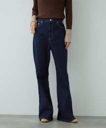 【NAVY/ネイビー】マイデニ ストレッチフレアデニムパンツ