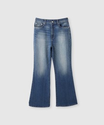 【NAVY/ネイビー】マイデニ ストレッチフレアデニムパンツ