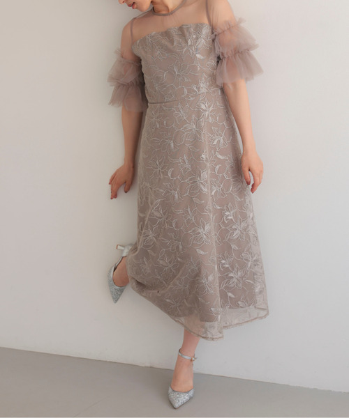 Chillfar(チルファー)の「チュールフリル袖シアードッキング刺繍ドレス(ドレス・レディース・ライトグリーン/モカ/ブラック・MEDIUM/SMALL)」の15枚目の写真