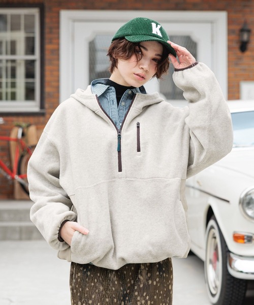 niko and...(ニコアンド)の「ソフトフリースBOYSZIPパーカー(パーカー・レディース・チャコール/ベージュ/パープル/レッド・MEDIUM/LARGE)」の3枚目の写真