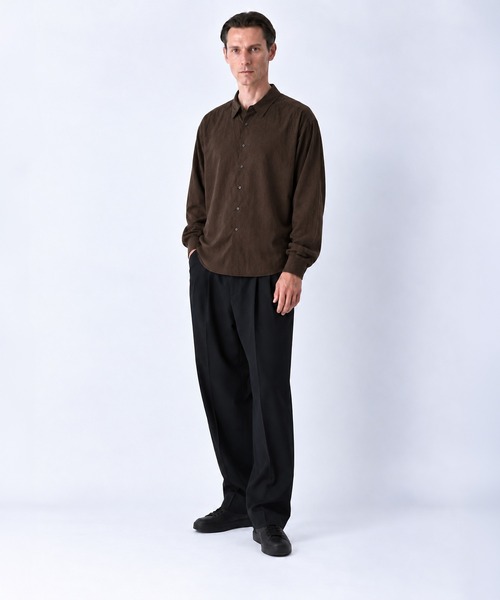 markaware(マーカウェア)の「【MARKAWARE/マーカウェア】 別注TRIPLE PLEATED WIDE TROUSERS ORGANIC WOOL SURVIVAL CLOTH(スラックス・メンズ・ブラック/グリーン・1/2/3)」の6枚目の写真