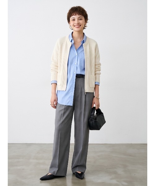 Sew loop(ソーループ)の「ダブルZIP長袖リブニットカーディガン(カーディガン/ボレロ・レディース・グレー/ピンク/オレンジ/アイボリー・FREE)」の8枚目の写真