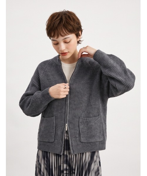 Sew loop(ソーループ)の「ダブルZIP長袖リブニットカーディガン(カーディガン/ボレロ・レディース・グレー/ピンク/オレンジ/アイボリー・FREE)」の21枚目の写真