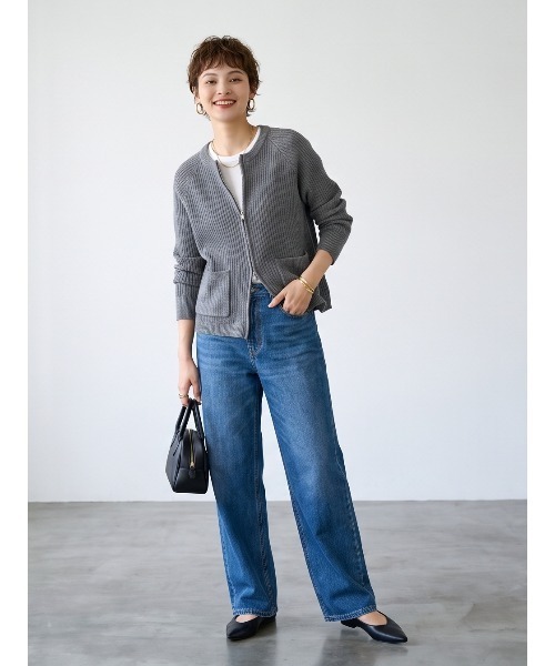 Sew loop(ソーループ)の「ダブルZIP長袖リブニットカーディガン(カーディガン/ボレロ・レディース・グレー/ピンク/オレンジ/アイボリー・FREE)」の22枚目の写真