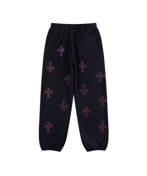 UNKNOWN LONDON(アンノウン・ロンドン)の「スエットパンツ|Black x Purple Cross Rhinestone Jogger|Unknown London(スウェットパンツ・メンズ・ブラック・SMALL/MEDIUM/LARGE/X-LARGE)」の2枚目の写真