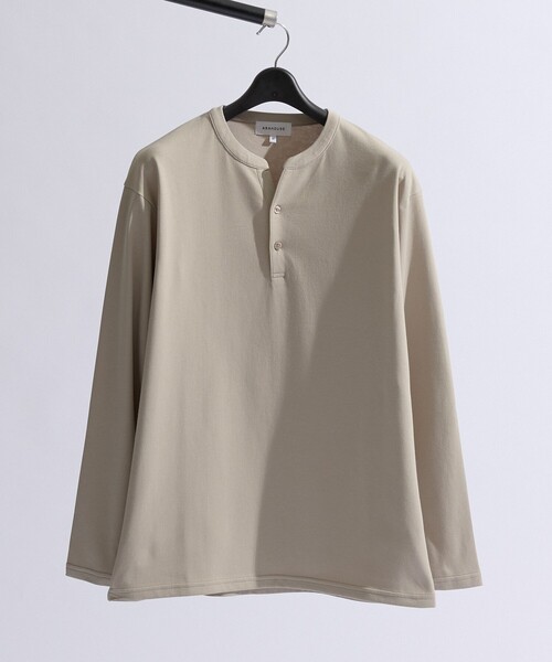 ABAHOUSE(アバハウス)の「【快適速乾】ALL SEASON COTTON Vネック スキッパーTシャツ / ヘンリーネック(Tシャツ/カットソー・メンズ・ホワイト/ブラック/グレイッシュベージュ/グレイッシュブルー・44/46/48)」の9枚目の写真