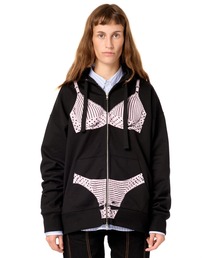 VAQUERA/ヴァケラ/WOMEN TROMPE L'OEIL ZIP HOODIE KNIT