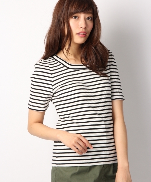 Heather（ヘザー）の「テレコパワショルTシャツ　716587　（Tシャツ/カットソー・レディース・ネイビー/オフホワイト/グレー/ホワイト系その他/ピンク系その他/マルチ・FREE）」の2枚目の写真