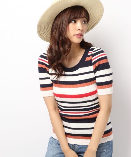 Heather（ヘザー）の「テレコパワショルTシャツ　716587　（Tシャツ/カットソー・レディース・ネイビー/オフホワイト/グレー/ホワイト系その他/ピンク系その他/マルチ・FREE）」の6枚目の写真