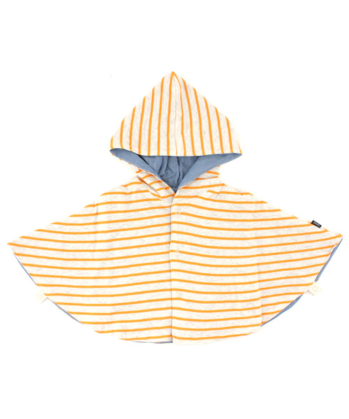 SHIPS KIDS（シップスキッズ）の「SHIPS KIDS:ボーダー/シャンブレー リバーシブル マント（girls)（ポンチョ・キッズ・オフホワイト/ライトグレー/ベージュ・ONE SIZE）」の3枚目の写真