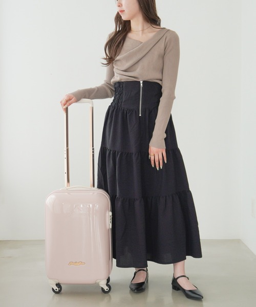 Jewelna Rose(ジュエルナローズ)の「キャンディポケットスーツケース 27~34L 機内持ち込み 39871(スーツケース/キャリーバッグ・レディース・サックスブルー/ライトピンク/ライトグレー/ネイビー/グレー/イエロー/ラベンダー/ターコイズブルー/アイボリー/スカイブルー系/オレンジ/スモークピンク/ベビーピンク・SMALL)」の22枚目の写真