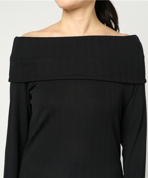 VENCEEXCHANGE（ヴァンスエクスチェンジ）の「ワイドリブニットソーオフショル      （ニット/セーター・レディース・ピンク/オフホワイト/ブラック/ライトブルー・MEDIUM）」の8枚目の写真