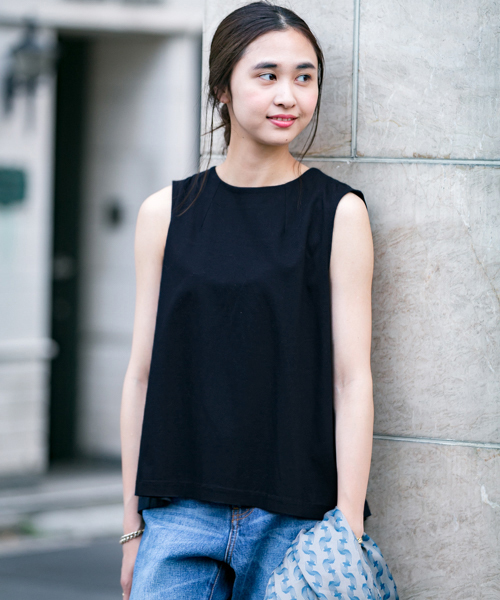 WORK NOT WORK URBAN RESEARCH(ワークノットワークアーバンリサーチ)の「WORK NOT WORK バックタックポンチノースリーブ(Tシャツ/カットソー・レディース・ネイビー/ホワイト/ピンク・FREE)」の3枚目の写真