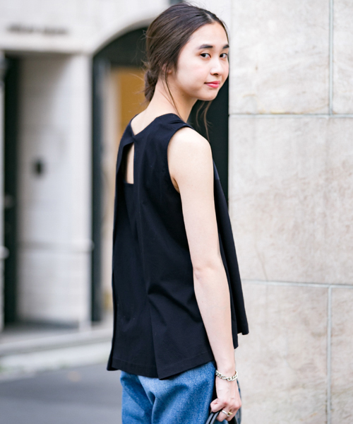 WORK NOT WORK URBAN RESEARCH(ワークノットワークアーバンリサーチ)の「WORK NOT WORK バックタックポンチノースリーブ(Tシャツ/カットソー・レディース・ネイビー/ホワイト/ピンク・FREE)」の18枚目の写真