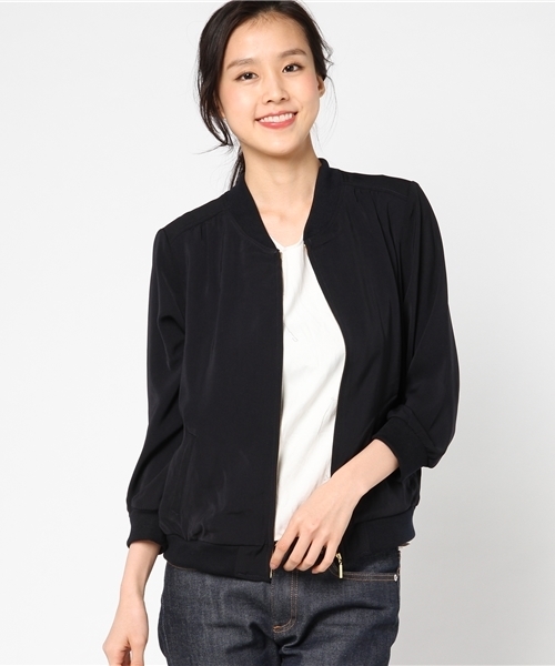 Honeys（ハニーズ）の「リブブルゾン（ブルゾン・レディース・ネイビー/ブラック/ライトピンク/カーキ/グレー・L/M）」の4枚目の写真