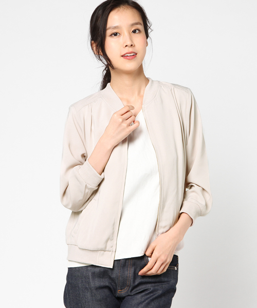 Honeys（ハニーズ）の「リブブルゾン（ブルゾン・レディース・ネイビー/ブラック/ライトピンク/カーキ/グレー・L/M）」の2枚目の写真