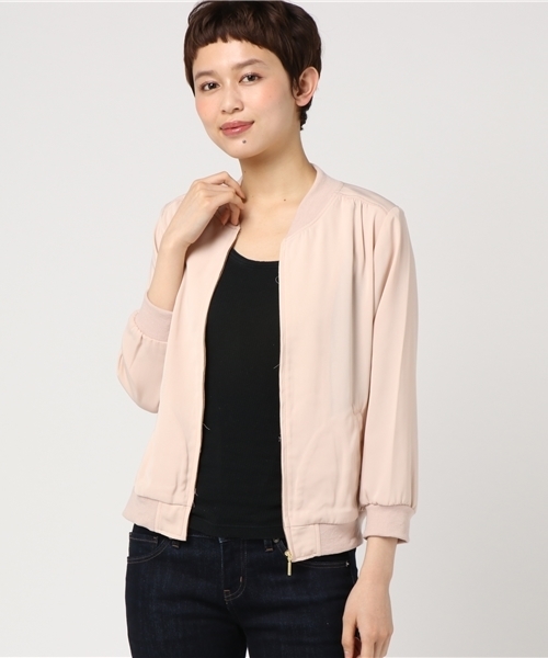 Honeys（ハニーズ）の「リブブルゾン（ブルゾン・レディース・ネイビー/ブラック/ライトピンク/カーキ/グレー・L/M）」の5枚目の写真